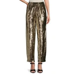 ANTONIO MELANI Gold Sequin Straight-Leg Pants